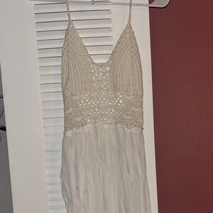 Elegant Cream Crochet Maxi Dress